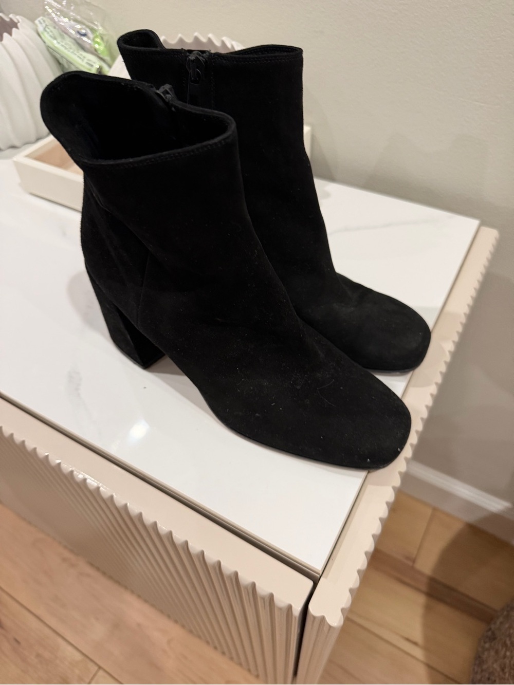 Vince Black Suede Women's Ankle Boots - Classic Block Heel